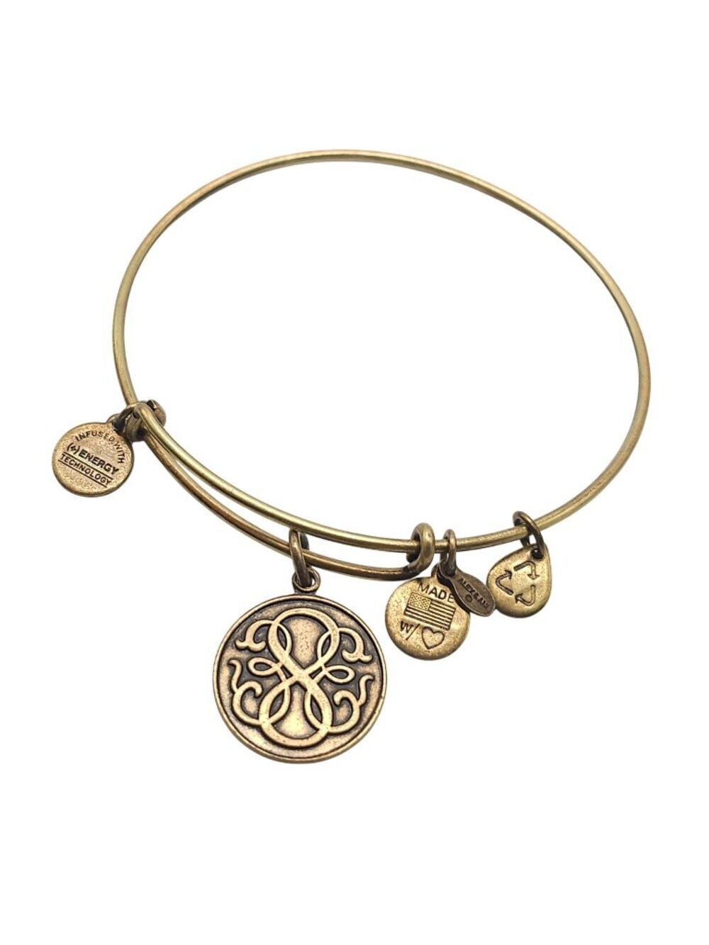 Alex And Ani Path Of Life Charm Bangle Bracelet Gold-Tone Adjustable 2014